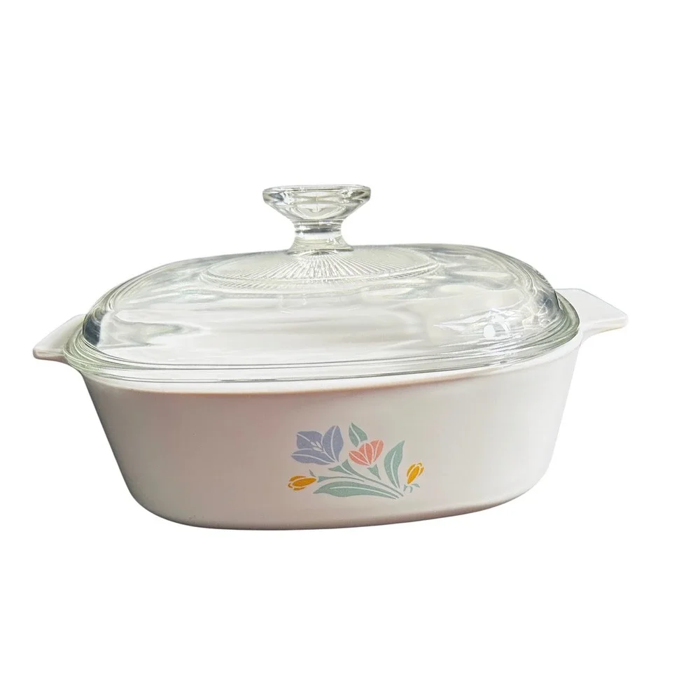Corning Ware Pastel Bouquet A-2-B 2L Casserole Dish with Glass Lid Made in USA - Picture 1 of 12